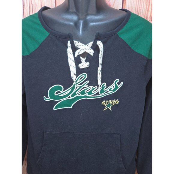 Dallas Stars Reebok Women's Raglan Lace-Up Sweatshirt Large - Picture 3 of 6